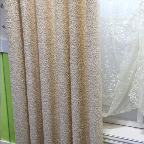 安妮 米色现代简约田园高档布料客厅卧室定制窗帘成品落地窗纱
